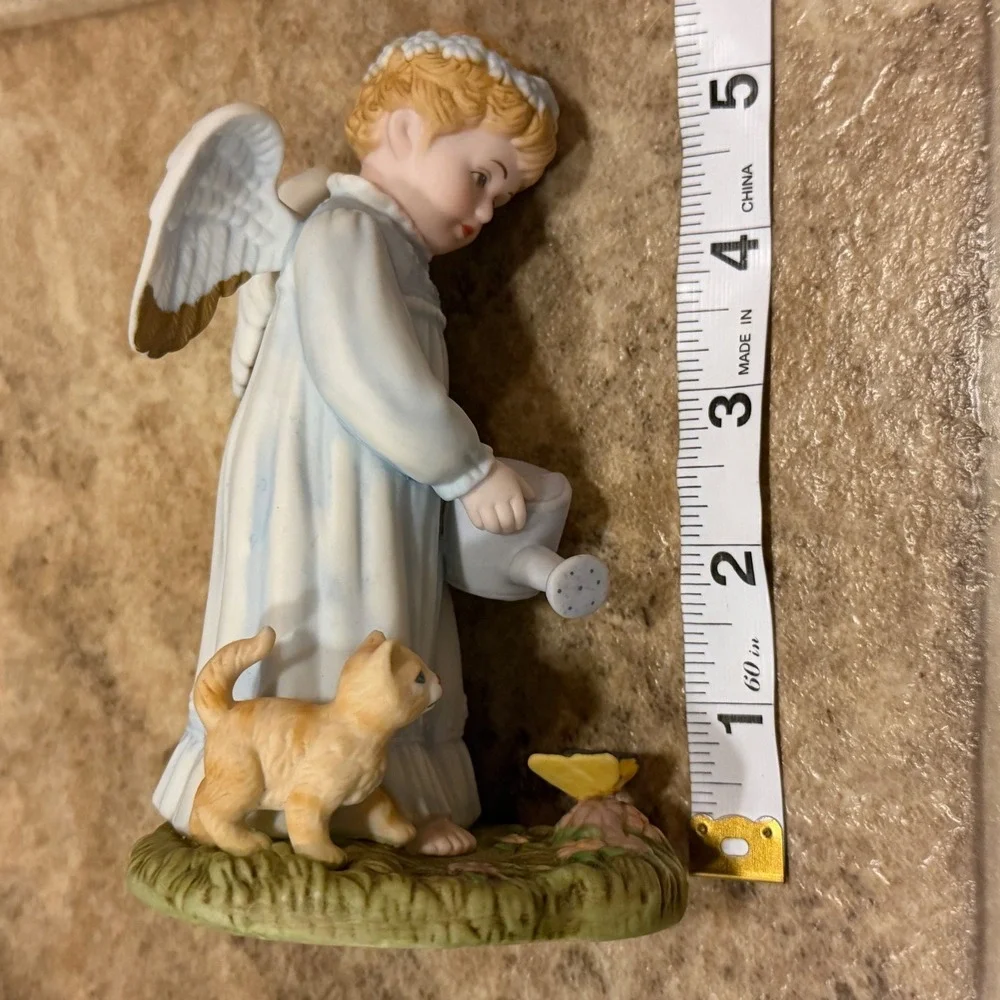 Home Interiors & Gifts Gardening Angel Figurine 14065-99 Blue Porcelain Cat 5